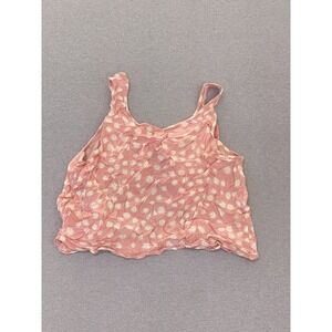 Pink Daisy Print Tank Top Flowy Lightweight Iris Los Angeles Large